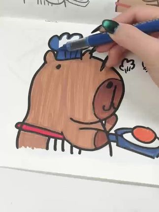 热门的卡皮巴拉出描摹本啦,还可以当做控笔练习哦,快来一起画吧~