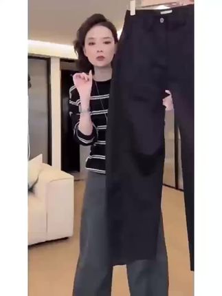 黑色时尚ins长裤高腰弯刀休闲裤女秋冬新款工装裤宽松美式镰刀裤