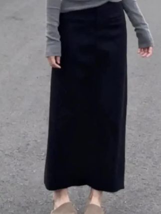 巨炸裂!!极简西装半身裙女秋季新款显瘦气质百搭洋气开叉直筒长裙
