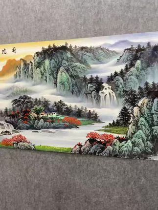 老板家里挂什么字画好?手绘山水画,挂在客厅办公室都有面子!