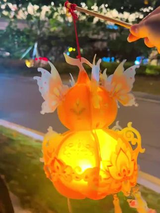 中秋节灯笼新款2025儿童手工diy材料包中式古风宫灯发光手提花灯