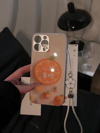 那就祝我们心想事橙~钢化亮面质感太稀罕啦!挂绳壳#手机壳#华为手机壳#苹果手机壳