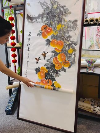 纯手绘事事如意万事如意写意花鸟国画作品