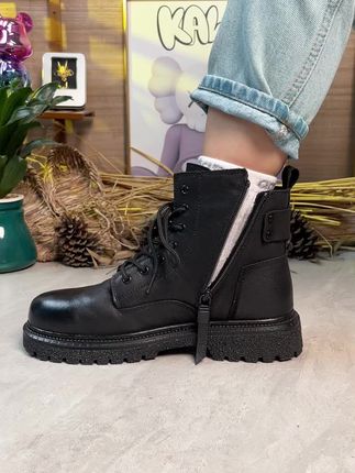 猛犸探陆黑色马丁靴男款秋季中帮百搭休闲皮靴高帮软皮英伦风工装靴子