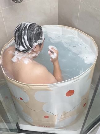 泡澡包别再用手洗了!试试这款折叠浴桶,干净卫生