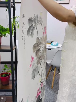 荷花水墨画 玄关客厅挂画#手绘 #国画 #荷花