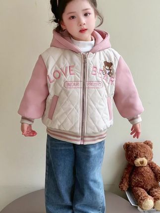 女童冬装拼色棉服加厚新款