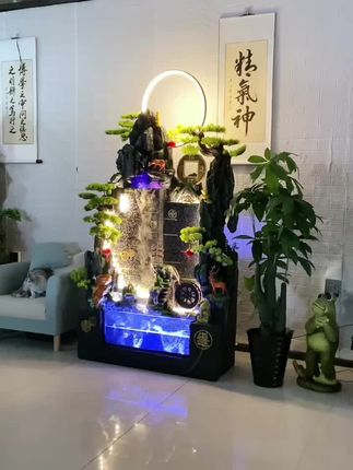流水摆件循环水屏风假山#