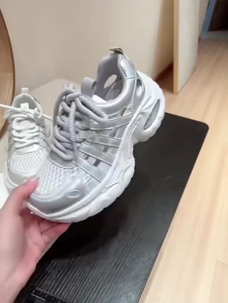 夏季镂空网面老爹鞋女2025爆款百搭休闲运动鞋气垫厚底缓震跑步鞋