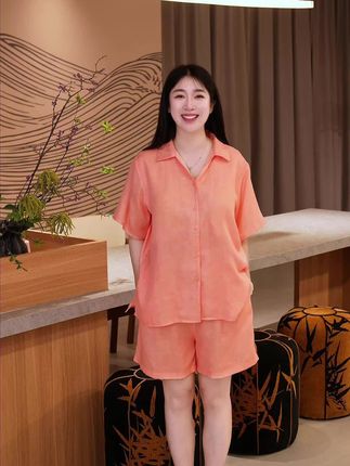 宜色家带胸垫情侣睡衣爆款2025新款夏季简约透气可外穿家居服套装