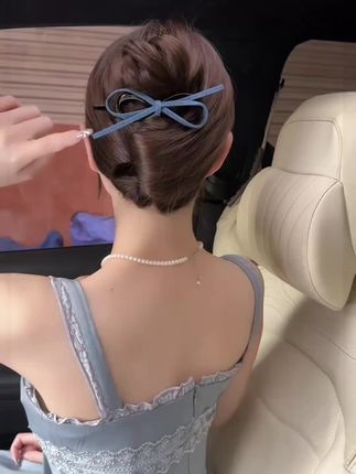#扭扭夹#头饰发饰 #头饰搭配#牛仔蝴蝶结扭扭夹 #网红发饰
