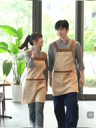 防泼水餐饮围裙定制logo印字酒席饭店超市水果店肩带可调节围腰女