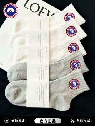 【官方正品】加拿大加鹅CARSCHEL KIGINS袜子男夏季薄款纯棉运动袜吸汗防臭吸汗白色中筒袜女