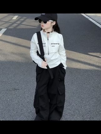 女童长袖恤秋季2025新款女大童假两件上衣儿童秋装韩系穿搭套装
