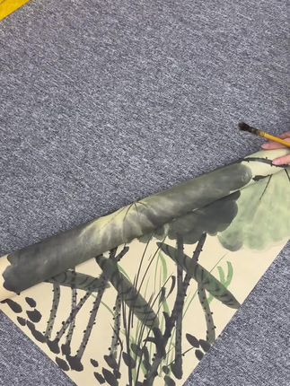 荷花水墨画 仿古宣纸四尺竖幅 客厅玄关办公室挂画