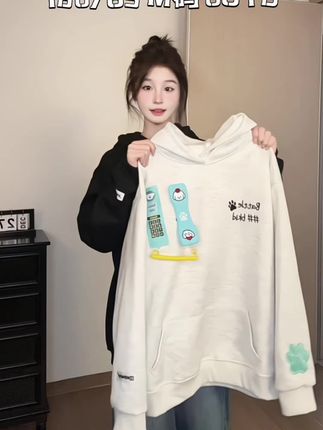 这设计感也太爱了吧!!趣味复古电话线卫衣情侣百搭!!#电话线连帽卫衣#早秋卫衣
