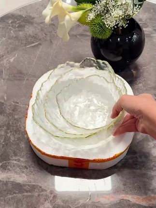锤纹玻璃碗碟套装家用透明沙拉碗饭汤碗水果盘网红韩版ins风餐具#玻璃碗 #沙拉碗 #餐具 #汤碗 #沙拉玻璃碗网红款