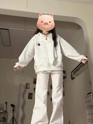 秋季不要再穿普通卫衣啦!!绑带条纹小狗连帽卫衣#秋季新款#慵懒风奶乎乎上衣