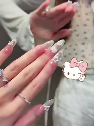 可爱青苹果纯手工新款高级显白美甲学生穿戴贴片ins