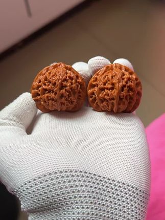 宫灯核桃桃心文玩核桃宫灯狮子头小尺寸矮桩精品配对42mm盘玩核桃