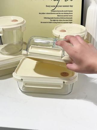 分隔不串味保鲜盒,上班带饭微波炉加热