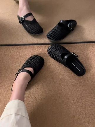 视频同款镂空包头拖