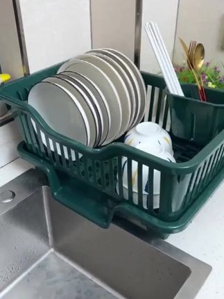 厨房水池边放一个这样的#碗盘沥水篮,洗好的碗筷,果蔬放进去沥水,干净又卫生#厨房好 物 #沥水篮