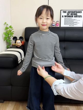 儿童打底衫双面德绒春秋冬,保暖舒适,百搭款亲子半高领打底衫