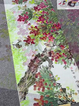 一树荔枝满堂红,手绘花鸟国画