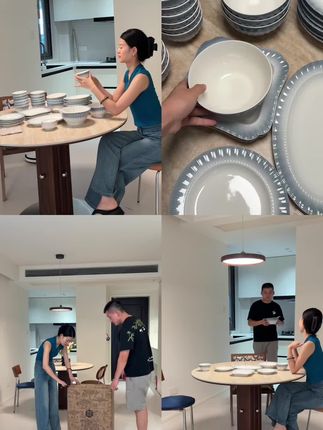 粉墨居舍罗兰78件碗碟套装乔迁之喜餐具新居陶瓷碗盘全套家庭用