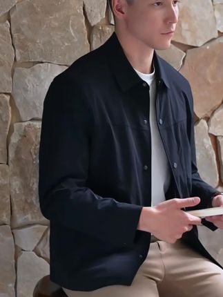 UADER【抗皱易打理】高端翻领衬衫式夹克商务休闲薄款通勤外套男