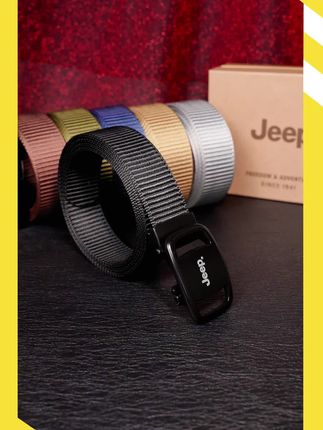 Jeep吉普简约战术布皮带休闲运动尼龙帆腰带自动扣款男士户外耐磨裤带