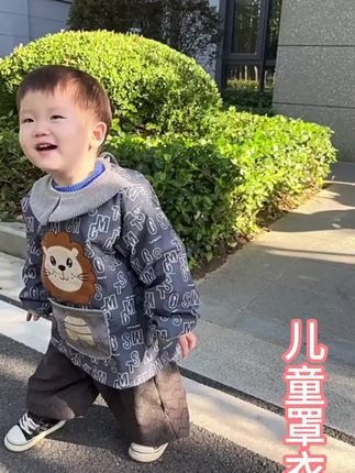儿童罩衣宝宝吃饭长袖围兜公主防水防脏洋气秋冬婴儿小孩穿衣围裙