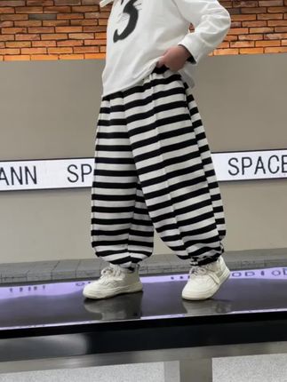 英国赫莉莲正品男童裤子春秋款2025新款洋气儿童条纹休闲裤小男孩