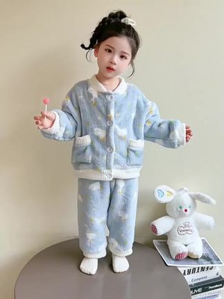 宝妈别错过!女童秋冬睡衣套装,保暖舒适还耐穿,一整套性价比绝了